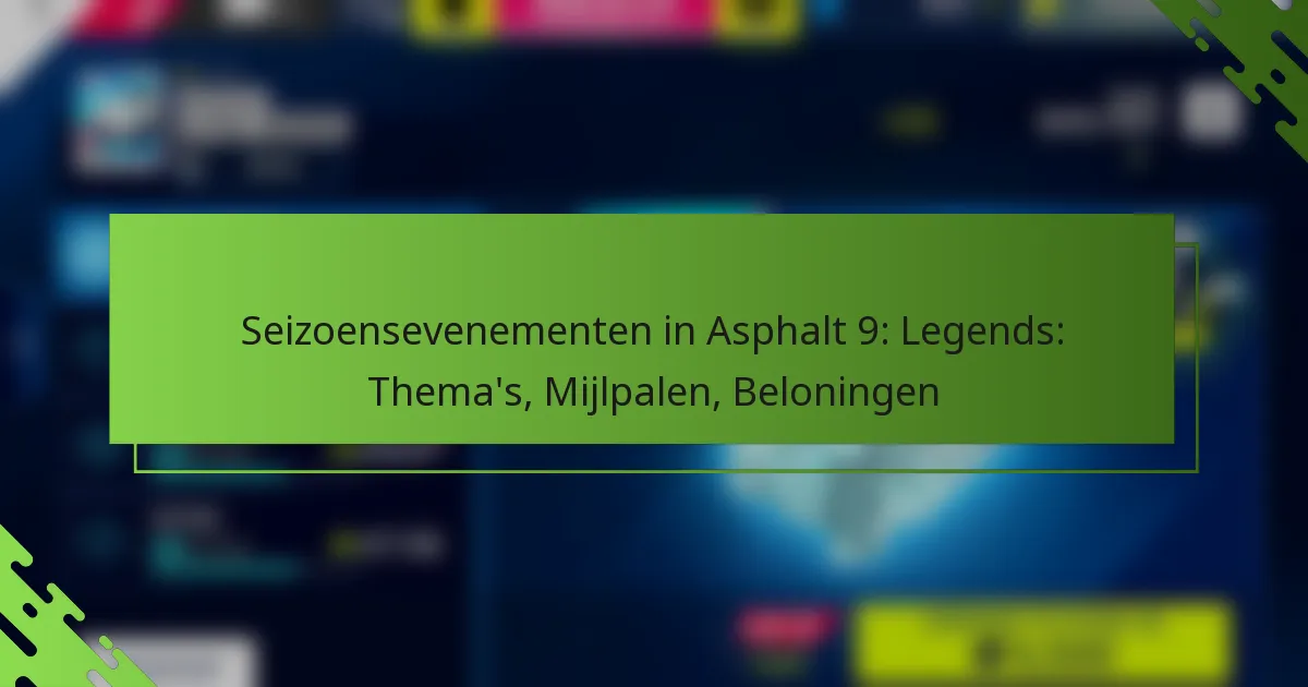 Seizoensevenementen in Asphalt 9: Legends: Thema’s, Mijlpalen, Beloningen